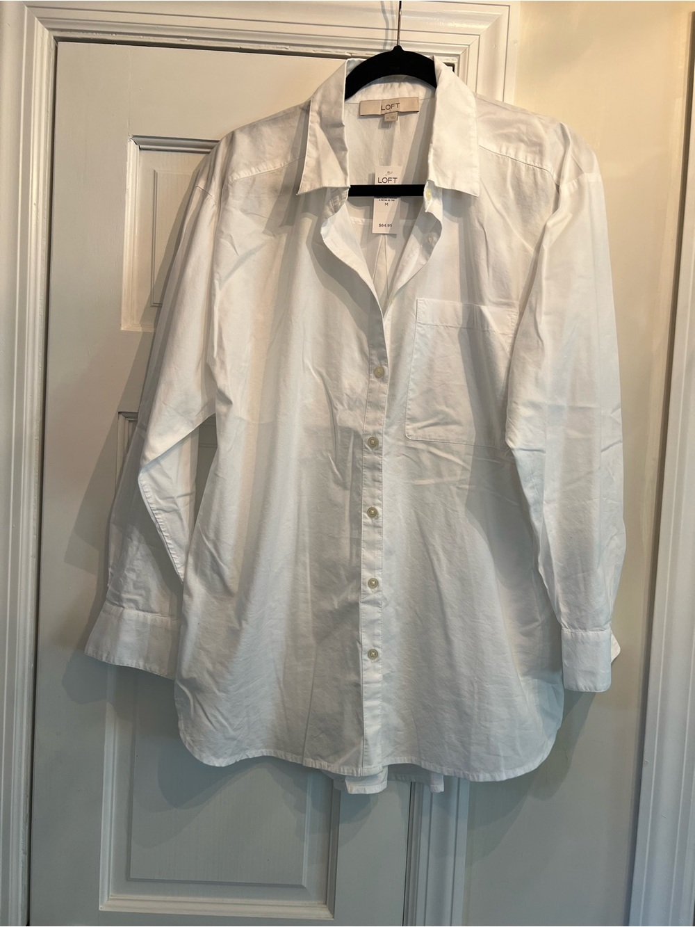 LOFT White Classic Button-Down Shirt